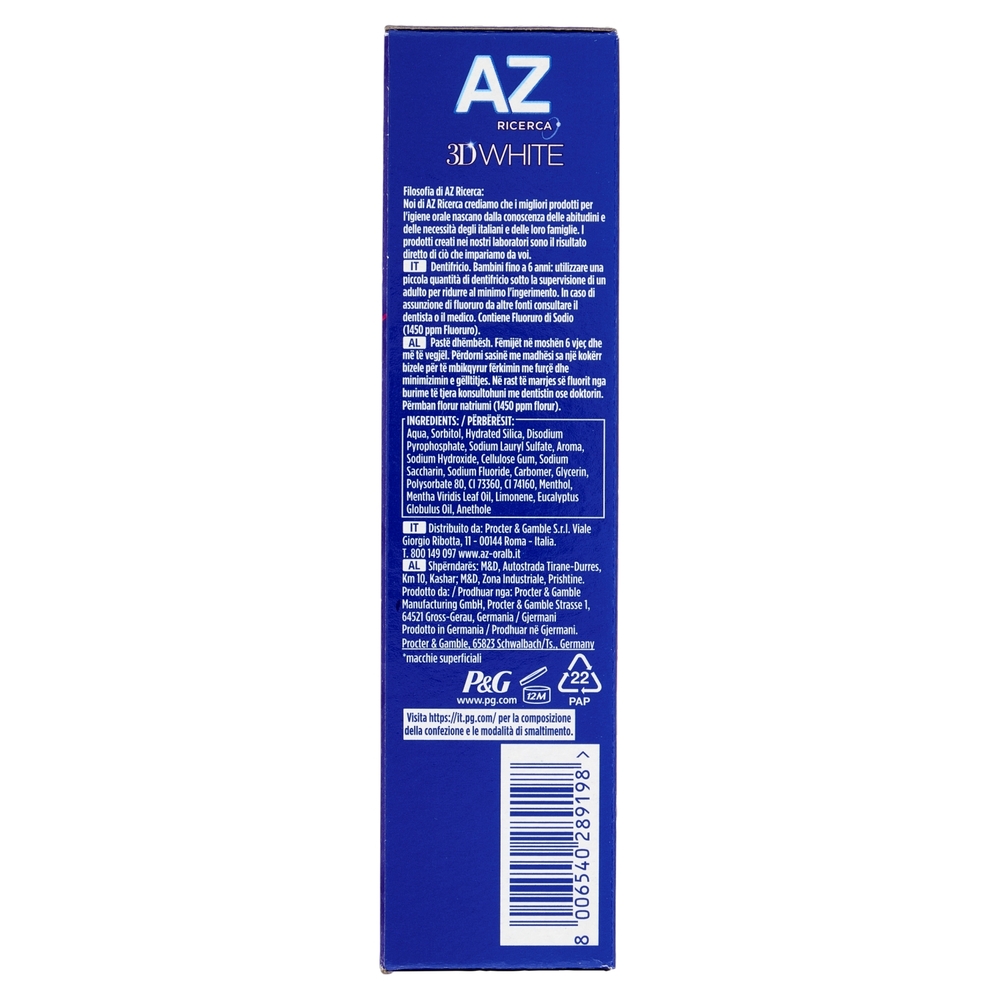 AZ Ricerca Dentifricio 3D White Ultra White 65 ml